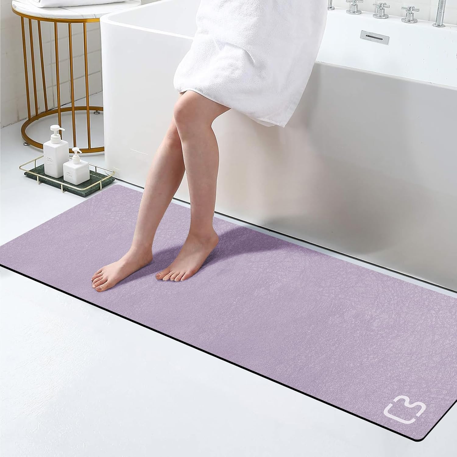 Badematte, Kieselgur, 43 X 150 Cm, Schnelltrocknend, Saugfähig, Rutschfeste Unterseite, Badezimmer