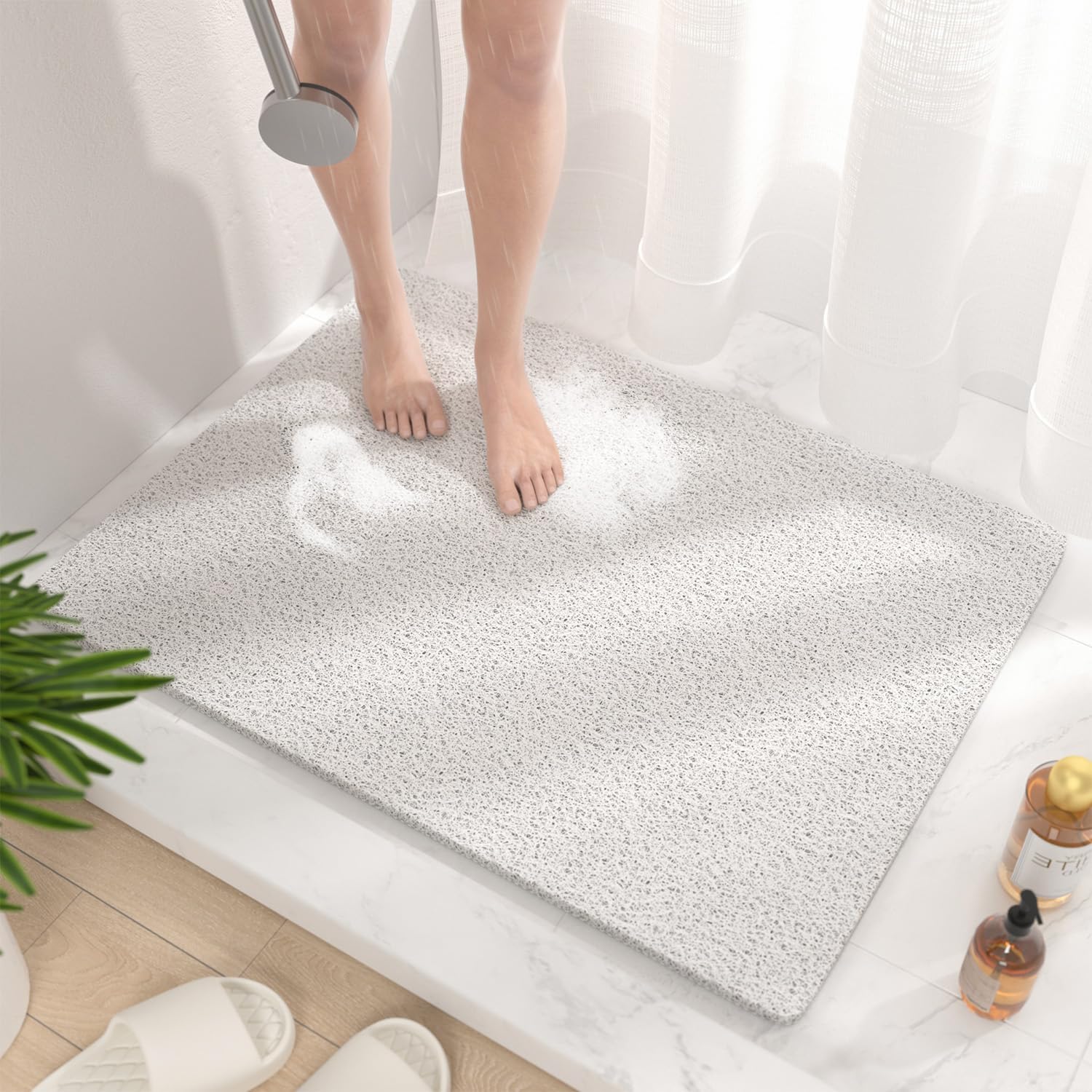 Rutschfeste Badematte 80x60cm Mit Wasserablauf, Schnelltrocknender Pvc-luffa Für Das Badezimmer