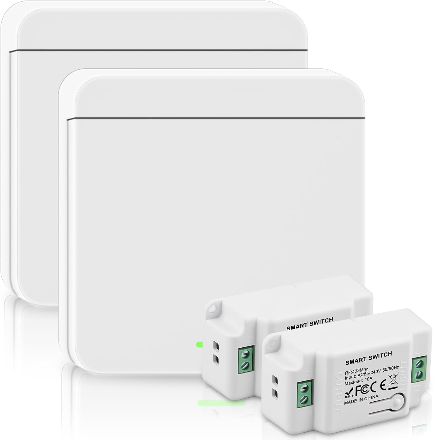 2er-pack Funkschalter, 433-mhz-funkempfänger, 50 M Reichweite, 2000 W Belastbarkeit, Für Beleuchtung