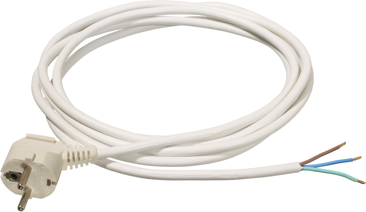 Anschlusskabel, Pvc H05vv-f 3g1.0, 3 M, Weiß, Schutzkontaktstecker, Für Innenräume, 230 V