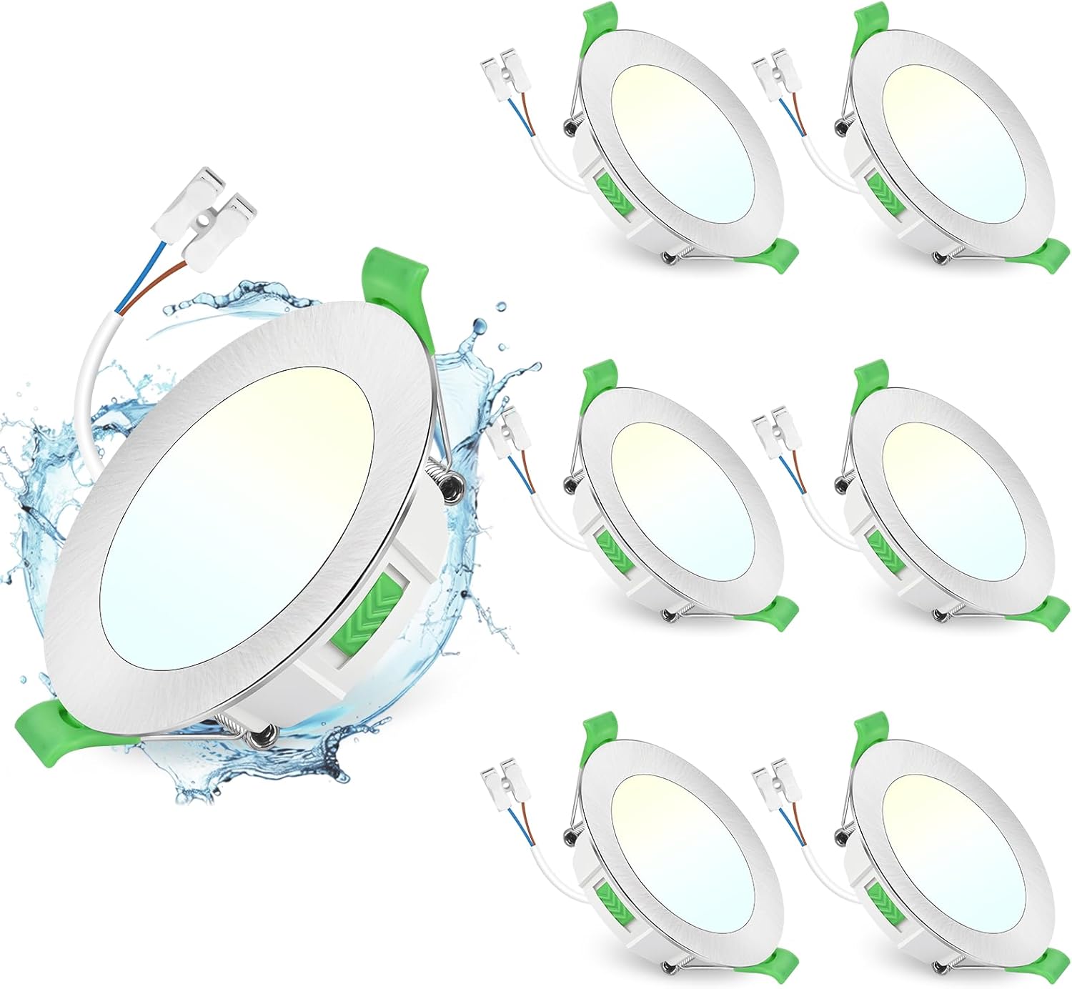 Set Mit 6 Led-einbaustrahlern, 7 W, Einstellbare Farbtemperatur, 0–100 % Dimmung, Schutzart Ip44, Für Wohnzimmer, Küche Und Badezimmer