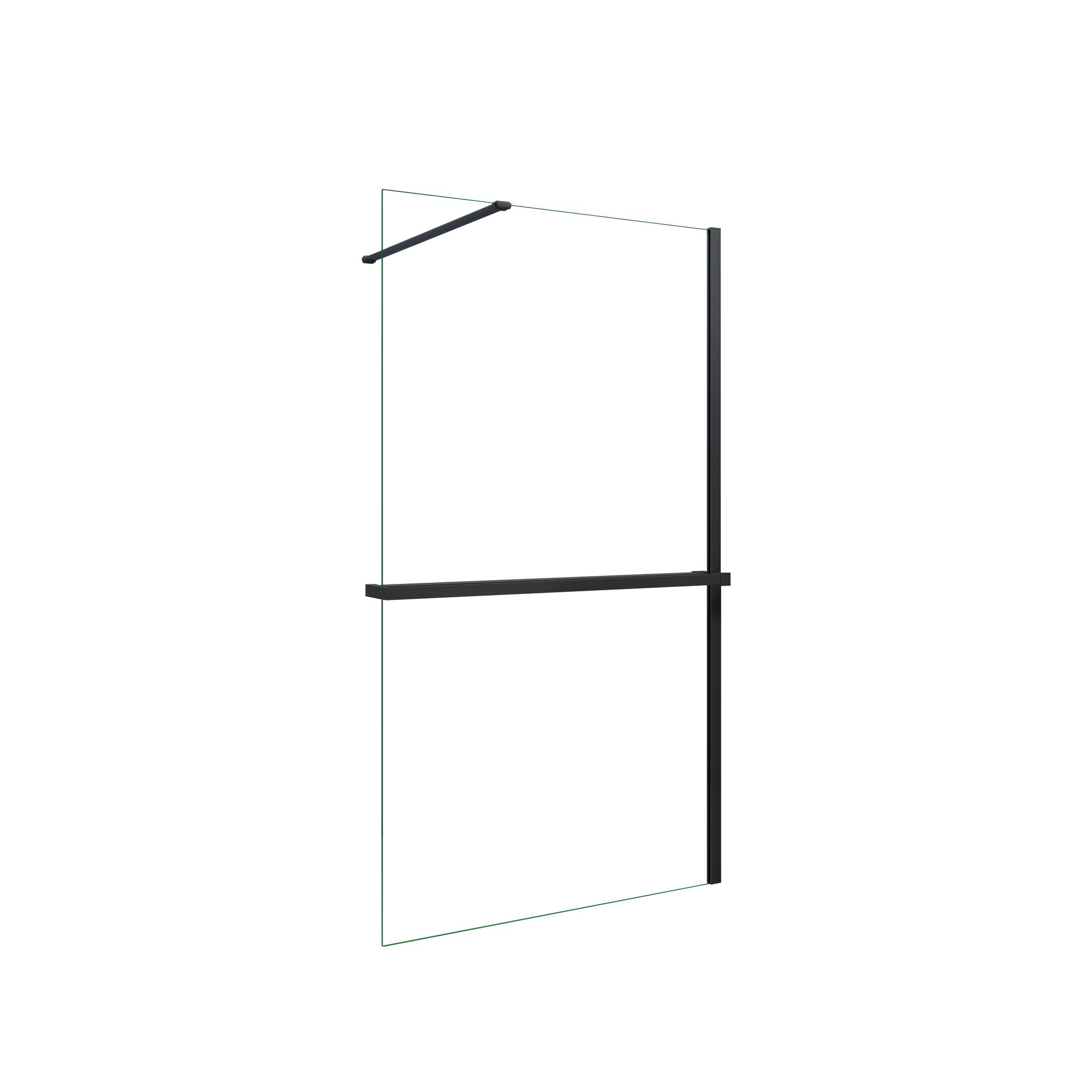 Aica Walk In Duschwand 120x200cm 8mm Nano Esg-glas Mit Schwarz 120cm Duschregal Handtuchhalter Duschtrennwand Mit 90cm Stabilisator F129b