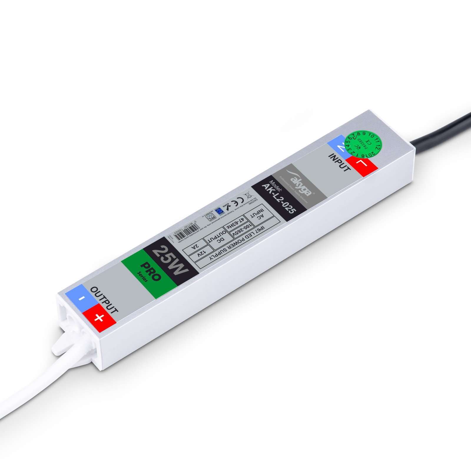 Akyga Ak-l2-025 Wasserdichtes Led-netzteil 25w 12v 2a Mit Interner Schaltung Für Led-streifen