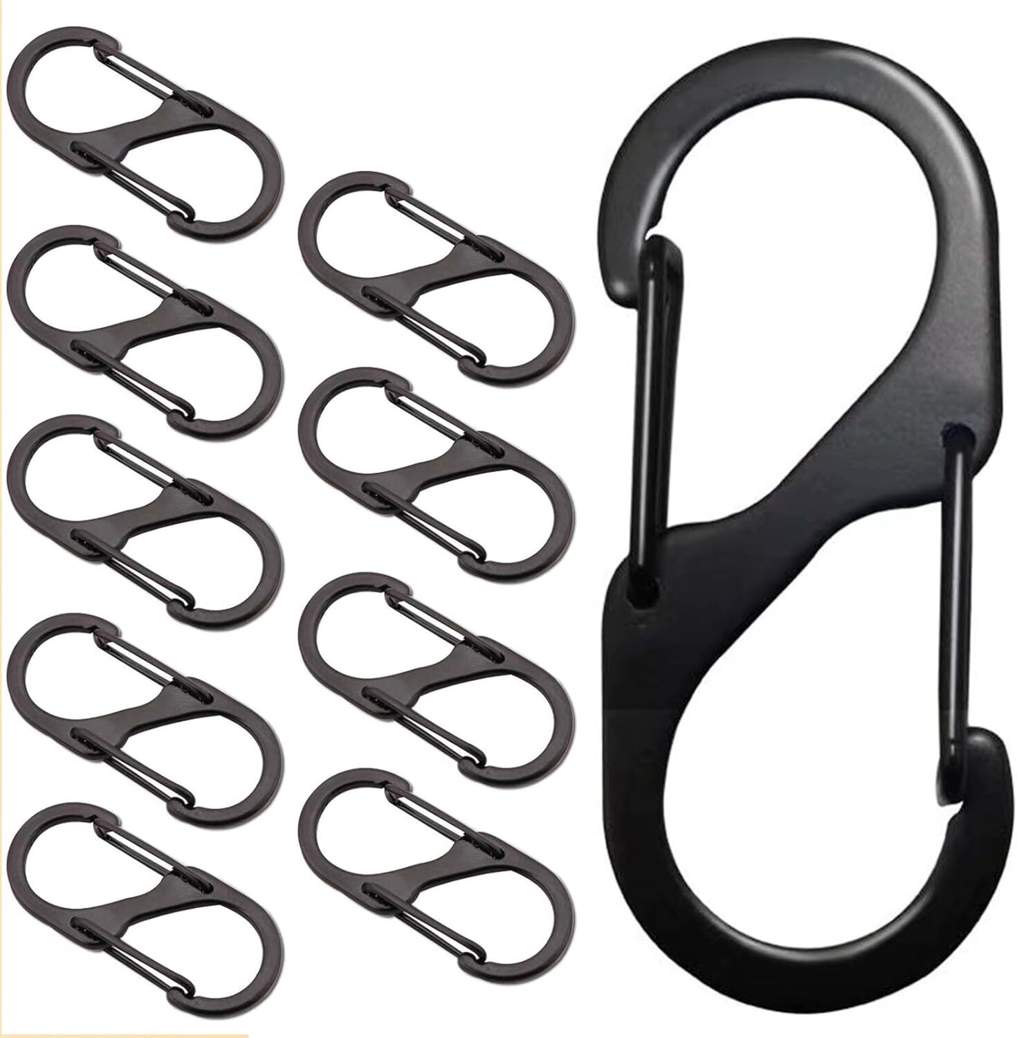 10 Leichte, 40 Mm Lange, Federbelastete Karabiner Mit Außenliegenden S-haken, Ideal Für Camping, Wandern, Reisen Oder Den Gebrauch Zu Hause