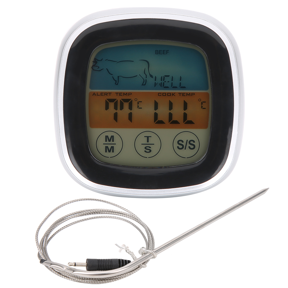 Digitales Fleischthermometer Mit Touchscreen Und Küchentimer Für Grill Und Grill