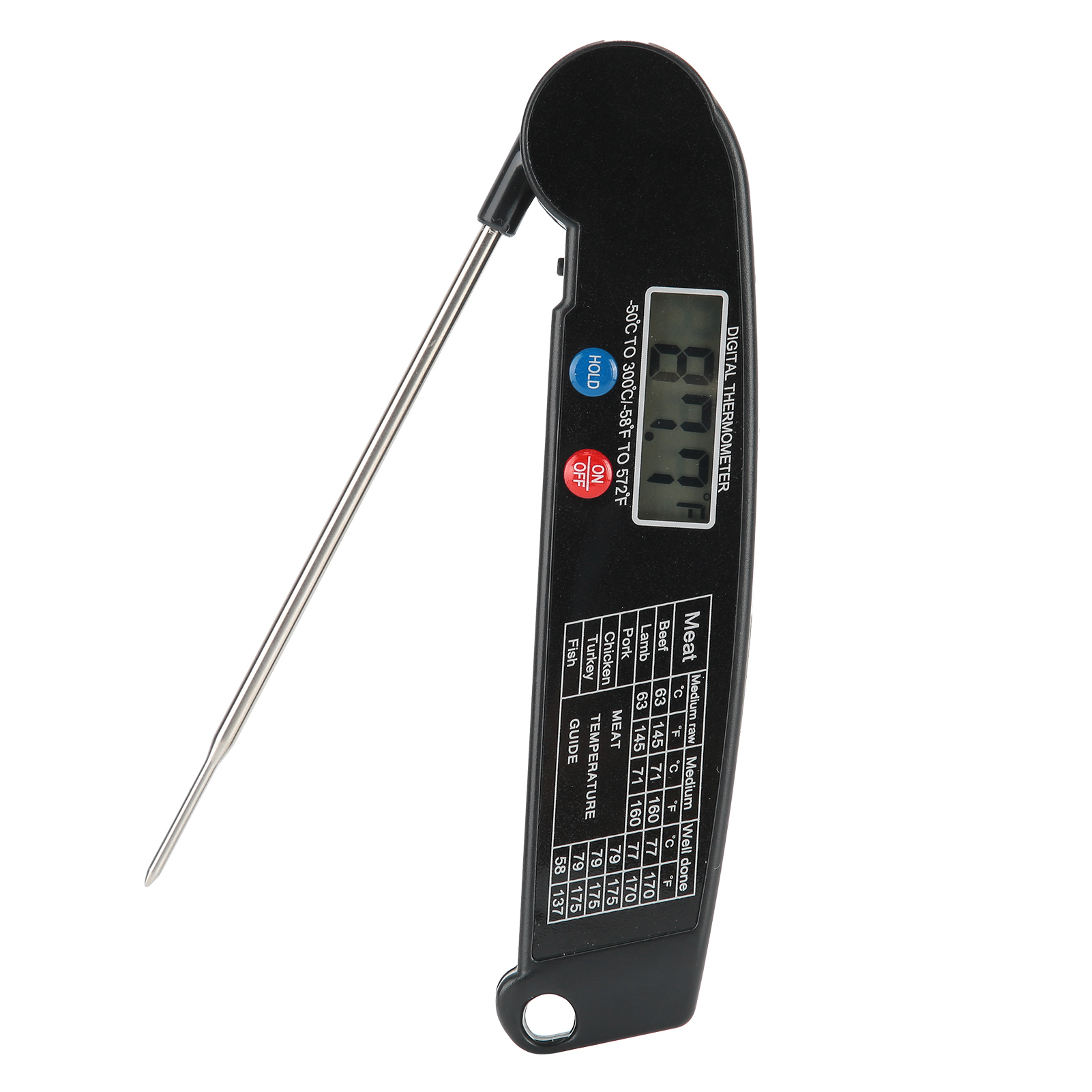 Wasserdichtes Digitales Fleischthermometer, Sofortanzeige Für Küche, Grill Und Grillen Im Freien, Schwarz