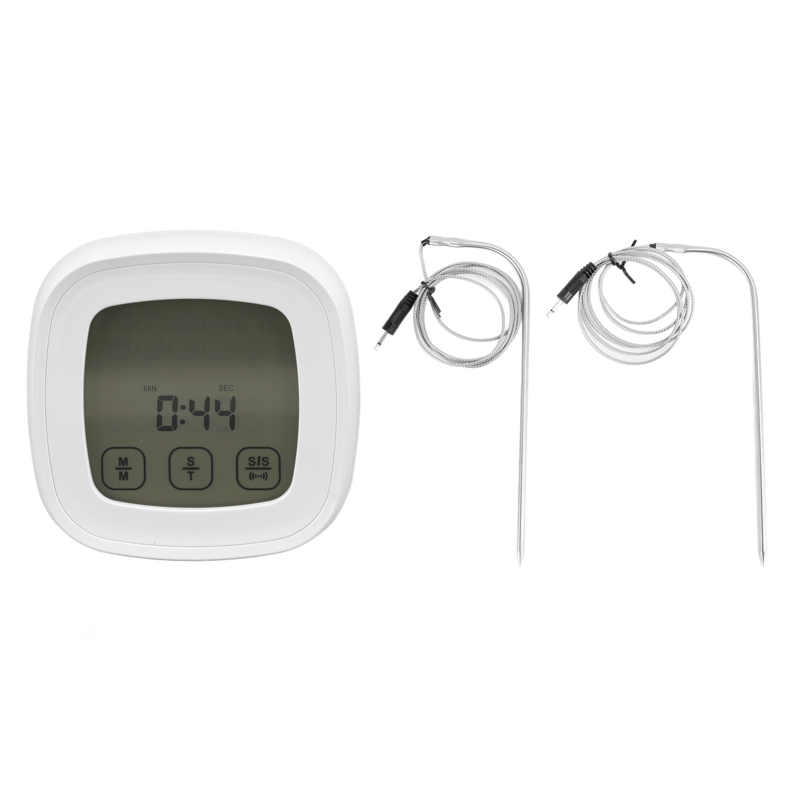 Digitales Fleischthermometer Mit 2 Sonden, Touchscreen Zum Kochen Und Grillen Sowie Integriertem Magneten