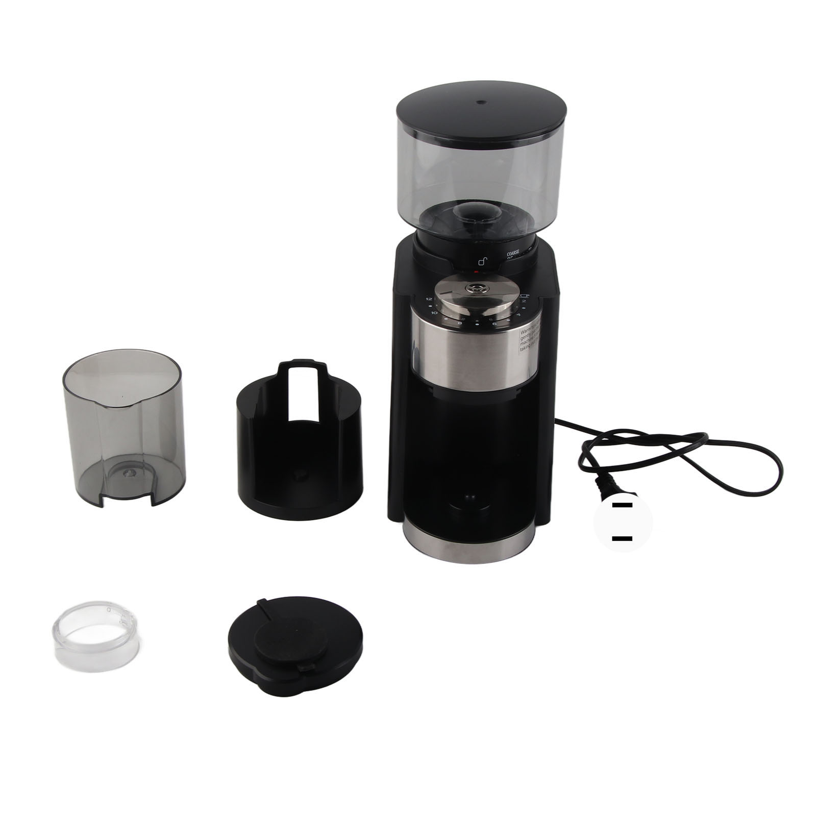 Elektrische Kaffeemühle Mit 250 G Xl-fassungsvermögen Und Verstellbaren Edelstahlmahlwerken – 110-v-us-netzteil