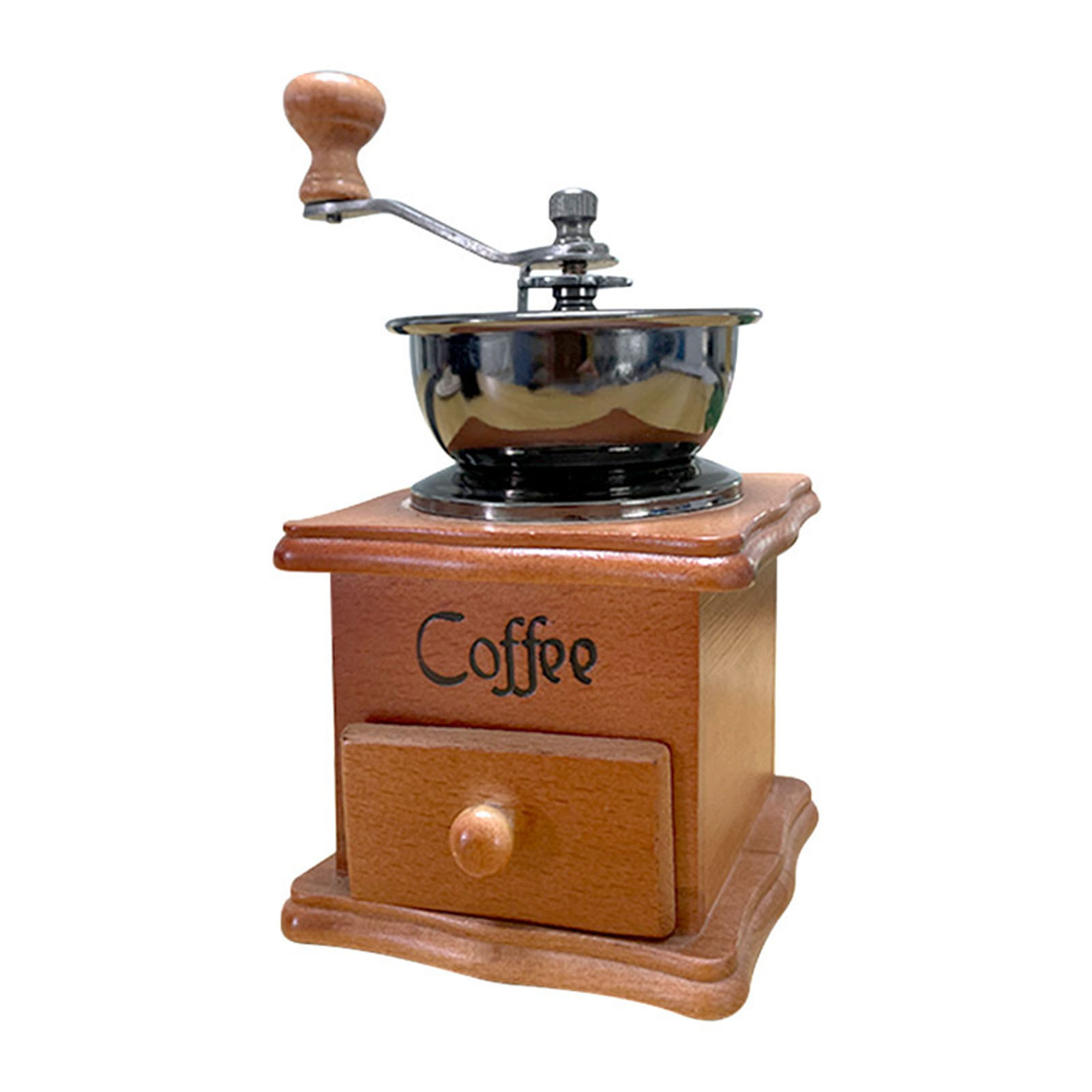 Tragbare Italienische Retro-handkaffeemühle Aus Braunem Edelstahl Für Zuhause