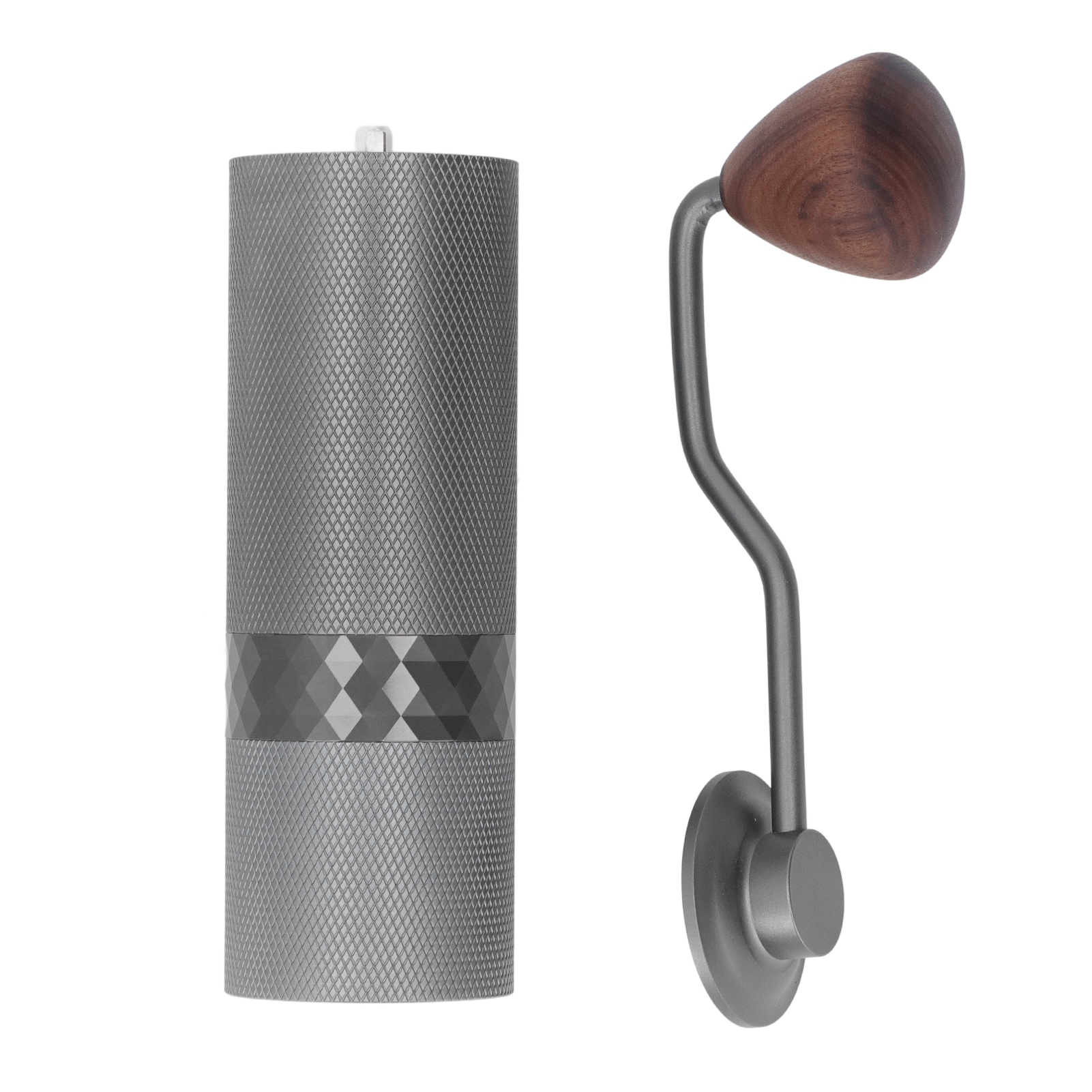 Tragbare Manuelle Kaffeemühle Aus Grauem Aluminium Für Kaffeebohnen