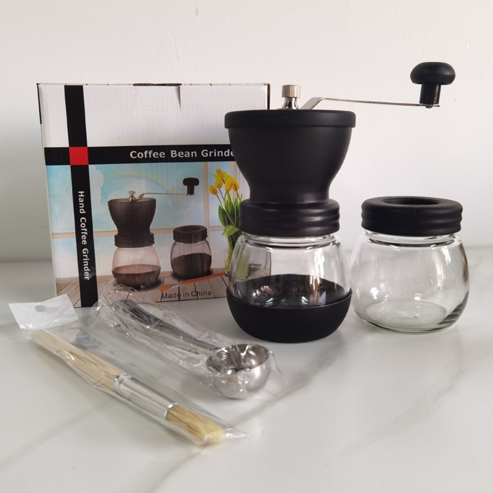 Manuelle Glaskaffeemühle Mit Keramikmahlwerk, Xl-fassungsvermögen, Einstellbarem Mahlgrad, Vintage-stil Für Zuhause
