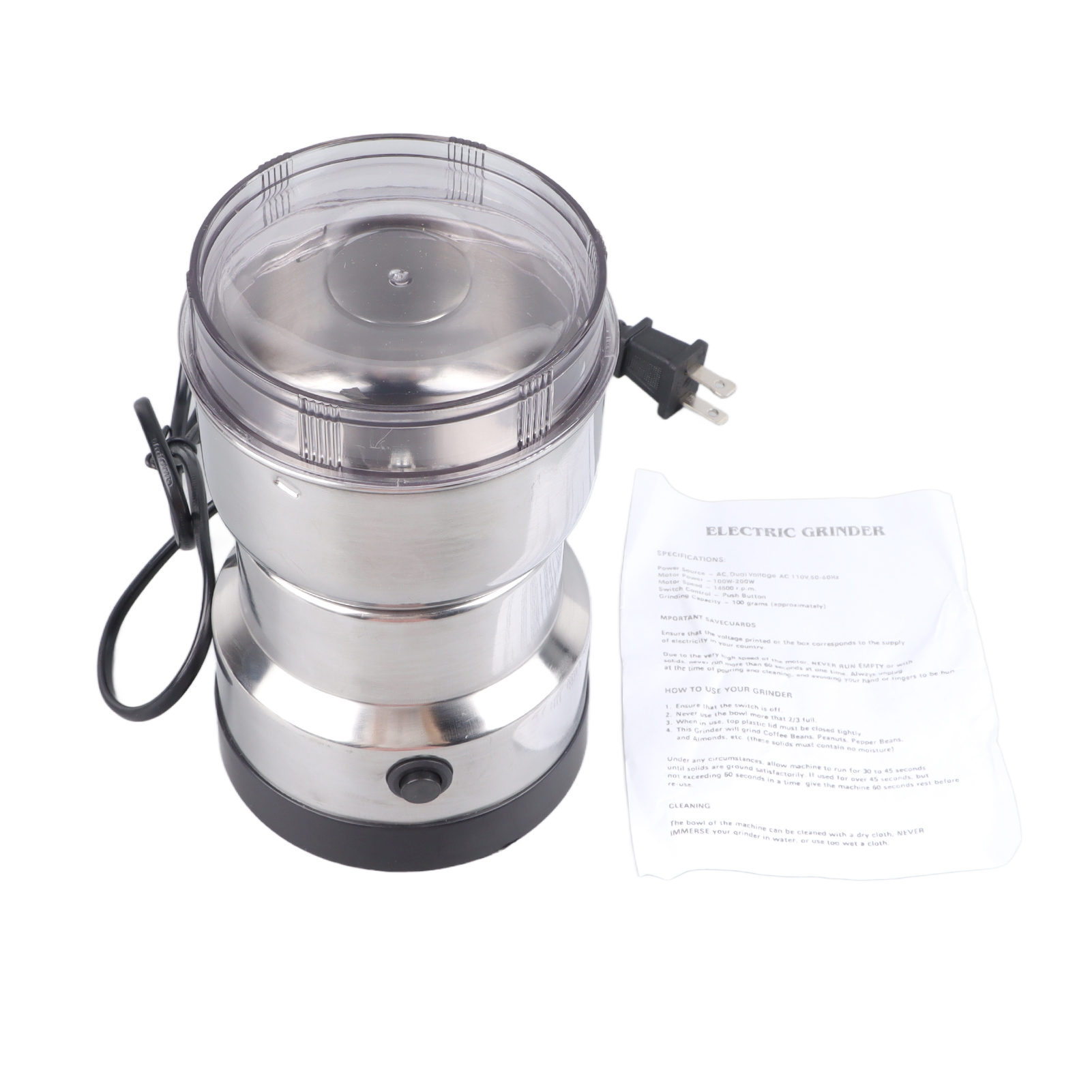 Tragbare Elektrische Kaffeemühle (110 V), Multifunktionale Bohnenmühle Für Zuhause – Schnelles Mahlen Von Kaffee, Gewürzen Und Nüssen