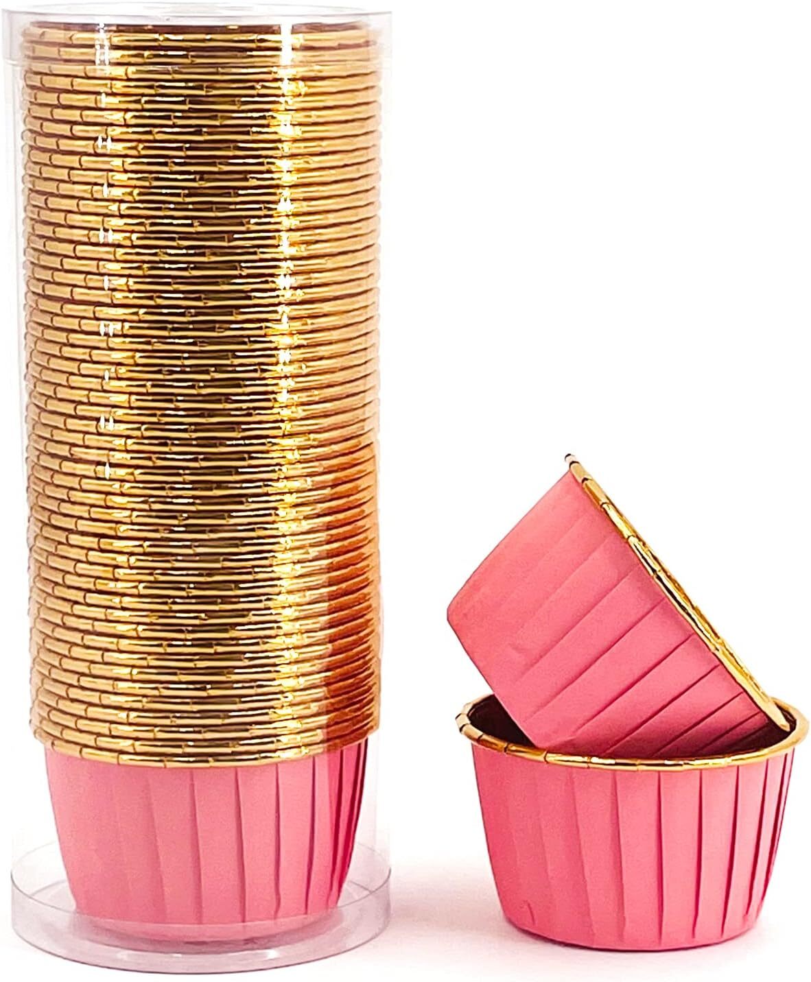 50 Goldene Einweg-muffinförmchen Aus Aluminium, Rosa Cupcake-förmchen Zum Backen Und Dekorieren