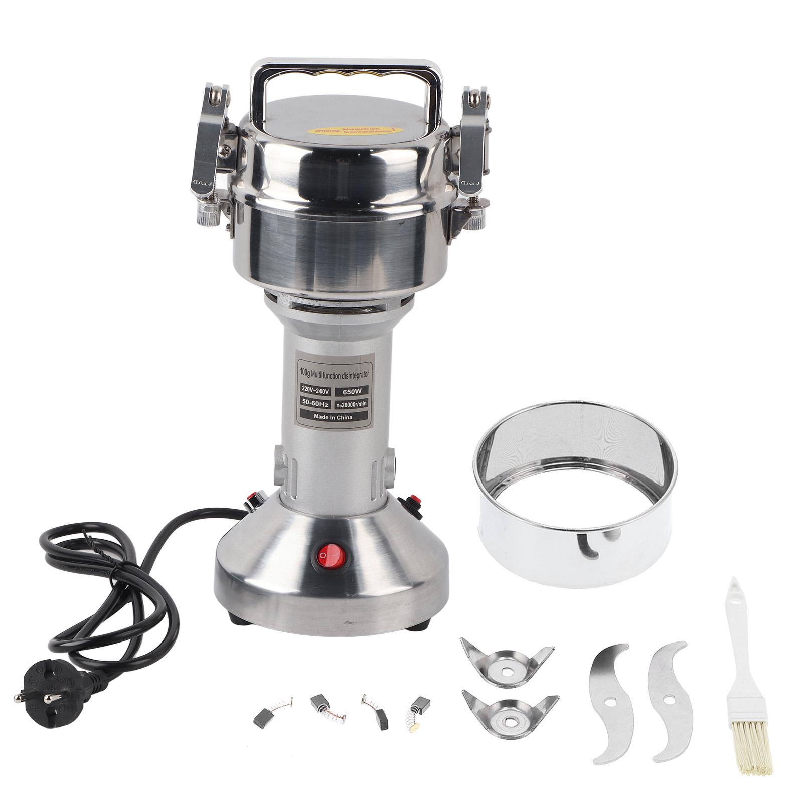 Elektrische Kaffeemühle Aus Edelstahl, 100 G, Feiner Mahlgrad Für Kaffeebohnen, 220-v-eu-stecker