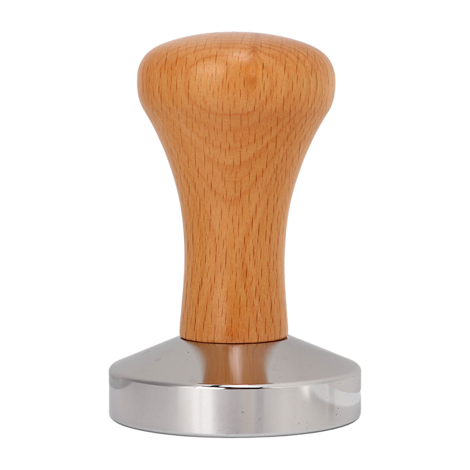 Kaffeestößel Aus Edelstahl, Flacher Boden, Holzgriff, 53 Mm / 2,1 Zoll, Barista-zubehör