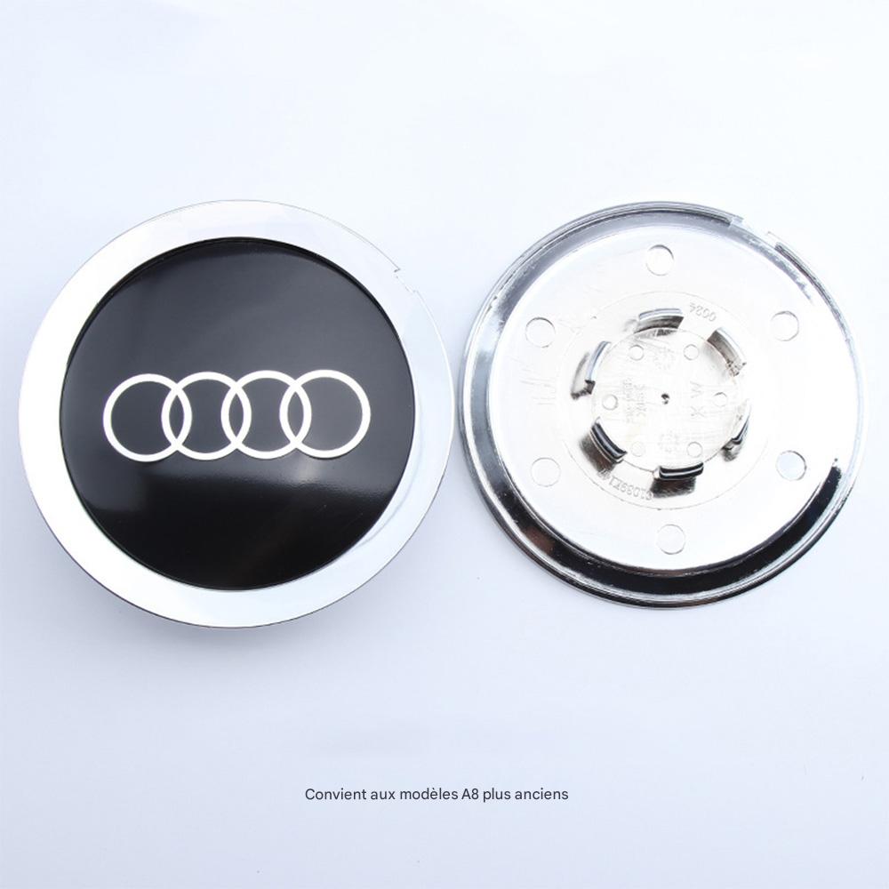 Radnabenkappe Kompatibel Mit Audi A6 C5, A4 B7, Tt, A8 – Felgenmitte, Radkappe Für Autofelgen, Aluminium + Abs-autoradzubehör, 4-teiliges Set – Schwarz Mit Silbernem Rand Und Kerbe
