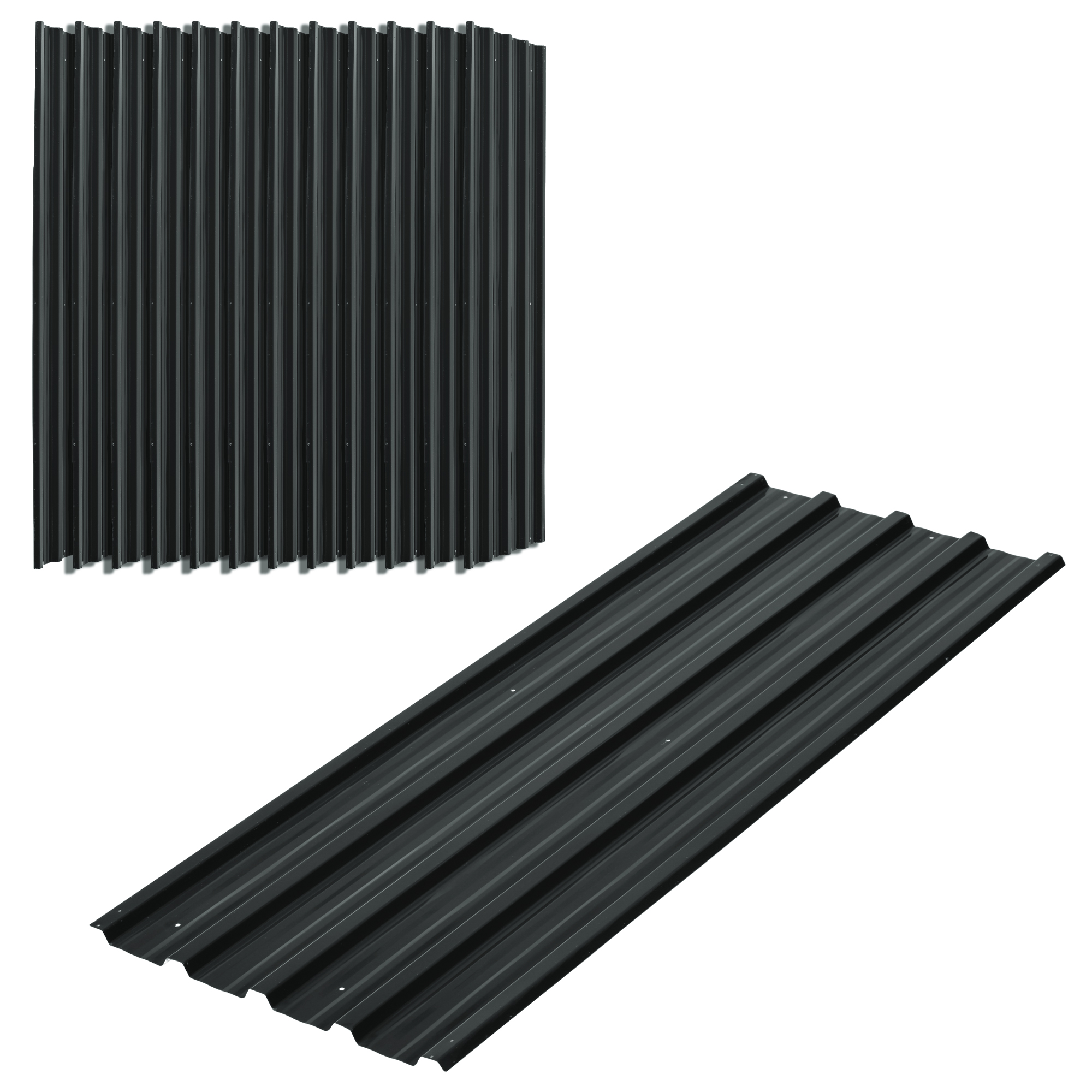 Set Aus 12 Rostfreien, Verzinkten Stahlplatten, Anthrazitgrau, Maße Pro Platte: 129 X 45 Cm