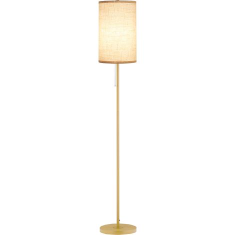 Moderne 40-watt-stehlampe, Goldfarbener Stahlfuß, Cremefarbener Leinenschirm, Maße 25,5 X 25,5 X 157 Cm, Gold-beige.