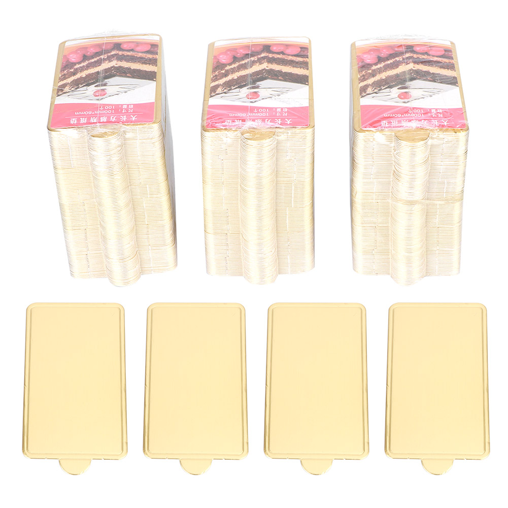 300 Stück Rechteckige Goldene Gebäckständer, 100 X 60 Mm, Basis Für Mousse Und Desserts