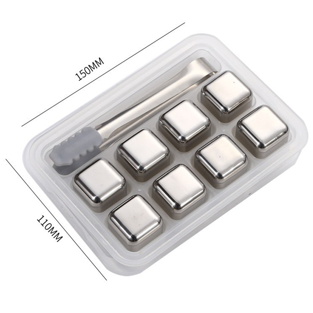 Kühlsteine Aus Edelstahl 304 Für Whisky, Set Mit 8 Wiederverwendbaren Quadratischen Würfeln Inklusive Samtbeutel, Elegantes Bar-accessoire Für Unverdünnte Cocktails