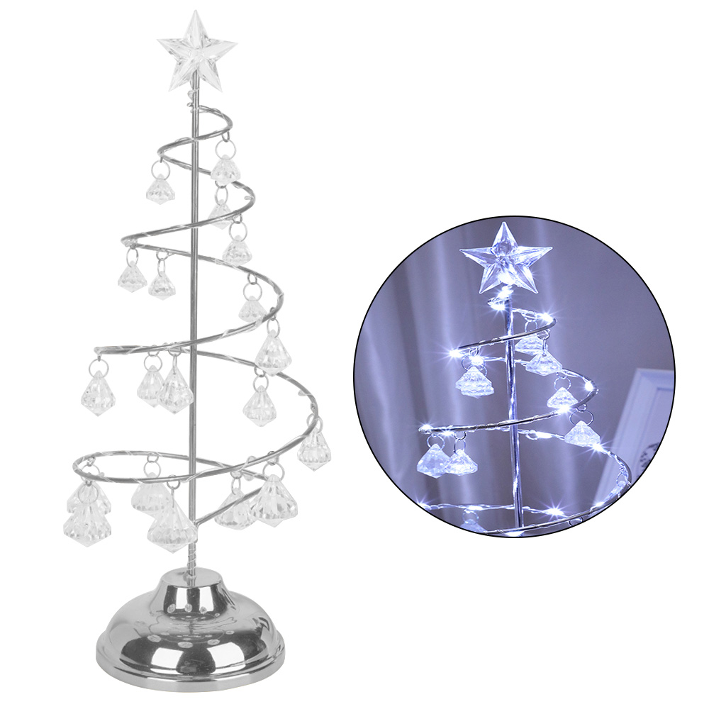 Batteriebetriebene Led-weihnachtsbaumbeleuchtung, Silberne Spiraldekoration Mit Stern Für Tisch, Wohnzimmer Oder Schlafzimmer