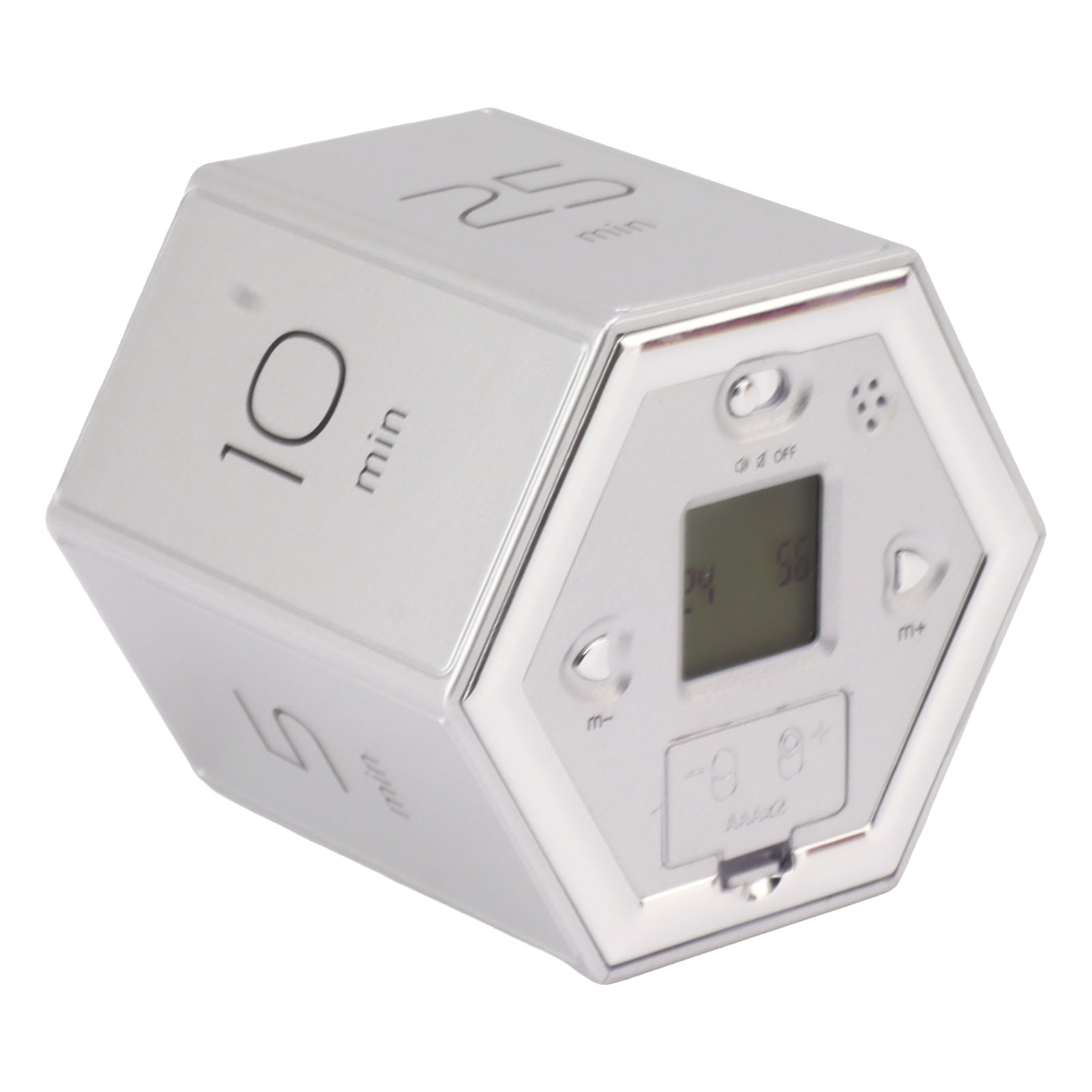 Magnetischer Timer-würfel Mit Lautloser Alarmfunktion Und Lcd-bildschirm – Zeitmanagement Für Kochen, Lernen Und Arbeiten (silber)