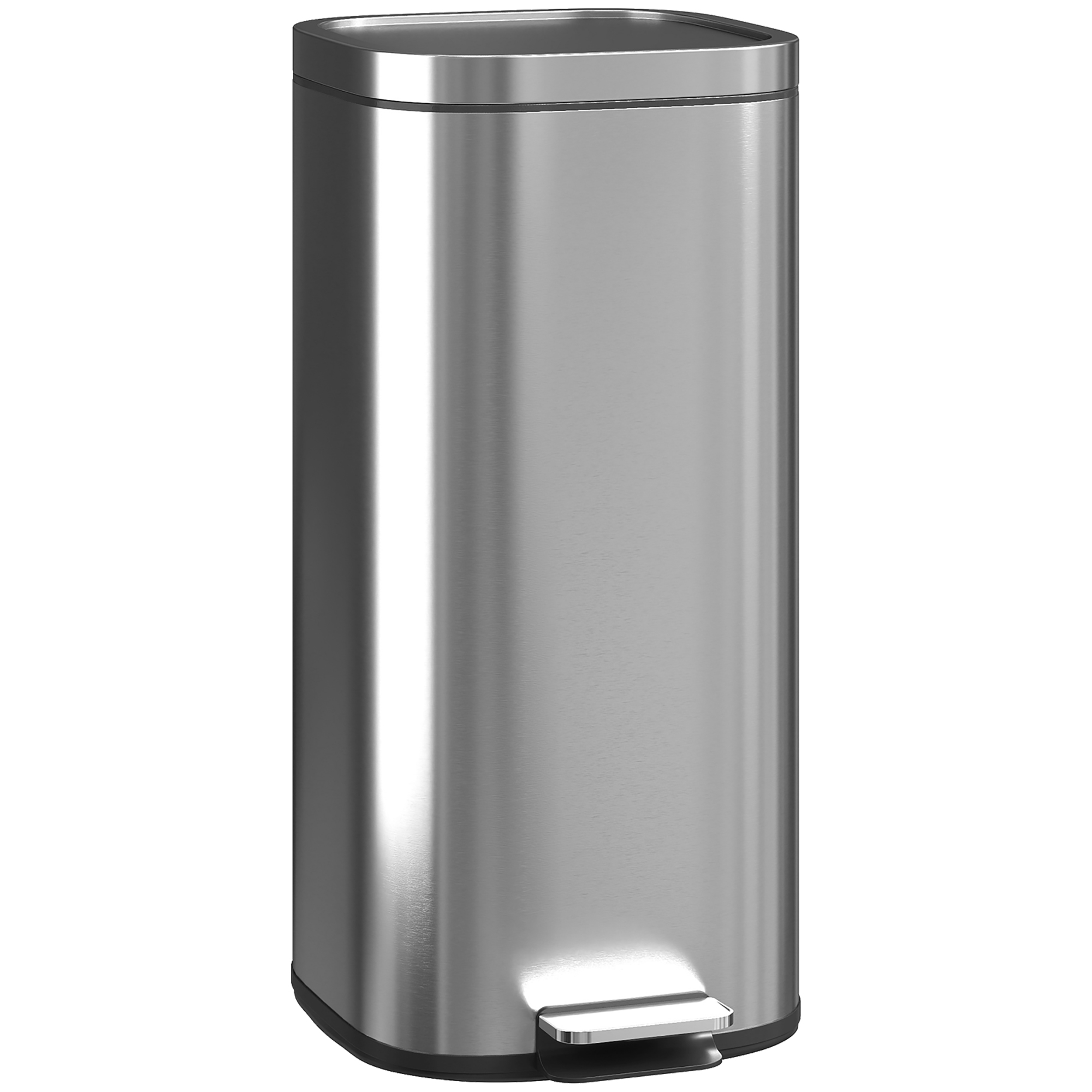 30-liter-küchenabfalleimer Mit Tretmechanismus, Herausnehmbarem Inneneimer, Soft-close-mechanismus, Maße 29 X 36 X 59,5 Cm, Silberfarben