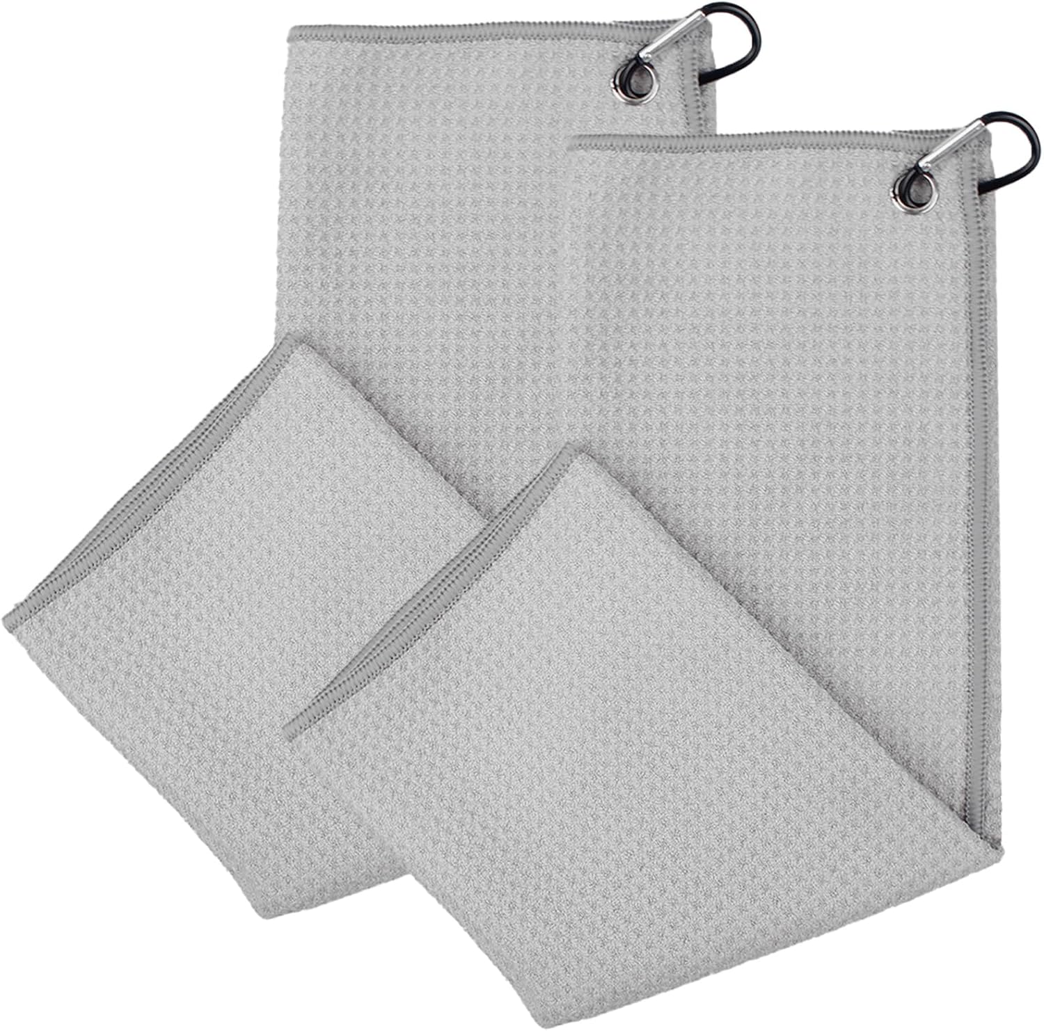2-teiliges Sporthandtuch 40x40 Cm Grau, Mikrofaser Mit Clip, Perfekt Für Yoga, Fitness, Wandern Und Freizeit Im Freien.