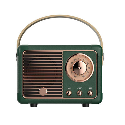 Vintage-bluetooth-lautsprecher Mit Retro-fm-radio, Bluetooth 5.0, Speicherkartensteckplatz, Kraftvollem Klang Und Grüner Farbe
