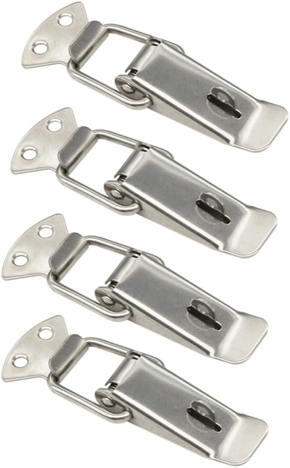 Set Mit 8 Edelstahl-federschlössern Mit Vorhängeschlossring, Ideal Zum Sichern Von Schranktüren, Truhen Und Möbeln