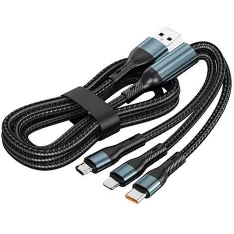 3-in-1-usb-ladekabel Mit Geflochtenem Obermaterial, Schnellladung Für Mehrere Smartphones