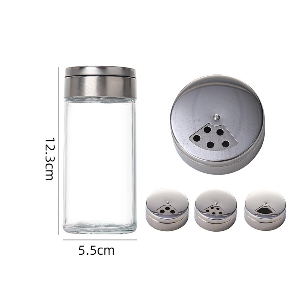 Set Aus 4 Glas-salz- Und Pfeffermühlen À 200 Ml Mit Verstellbarem Mechanismus Für Präzises Mahlen.