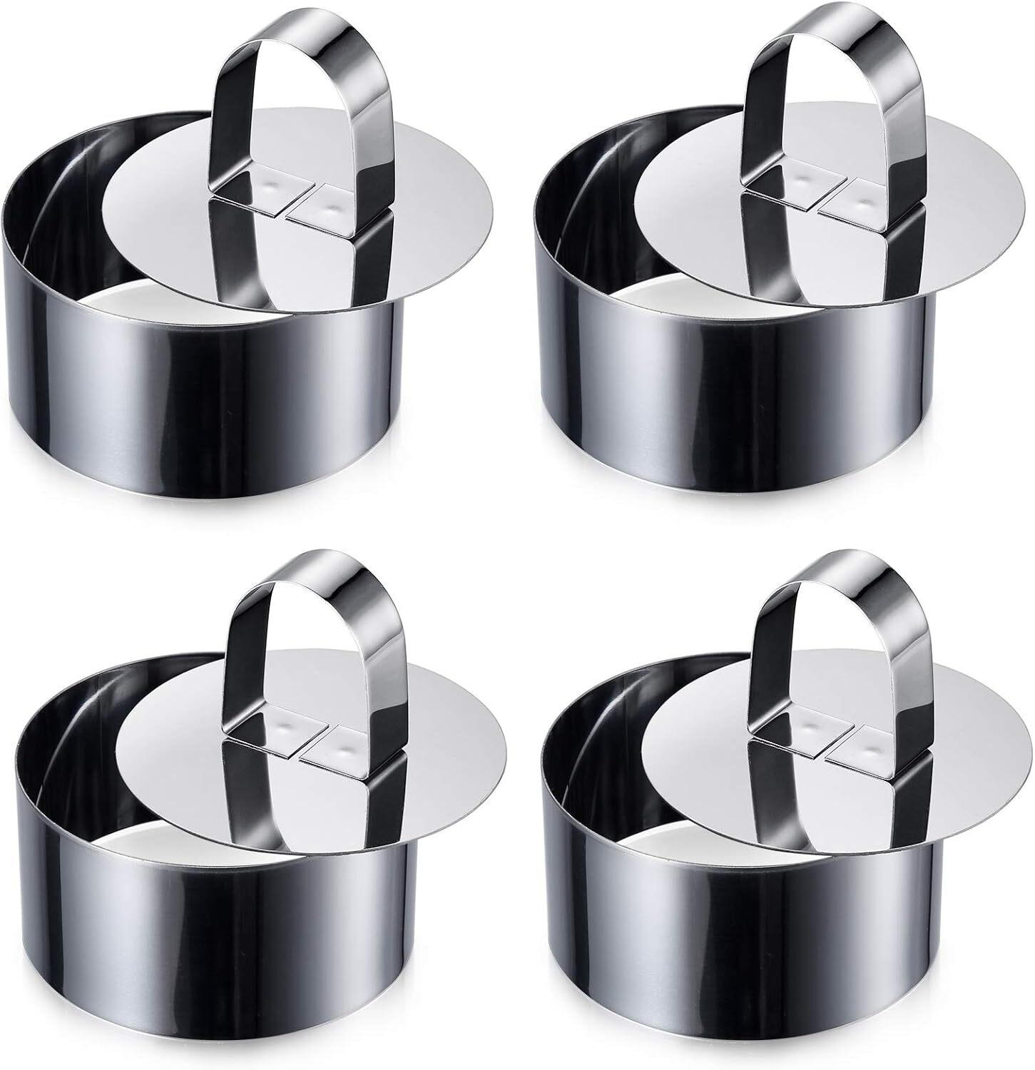 Set Aus 4 Gebäckringen Aus Edelstahl Mit 8 Cm Durchmesser Für Entremets, Törtchen Und Mousses, Mit Klemmsystem Für Tarteformen.