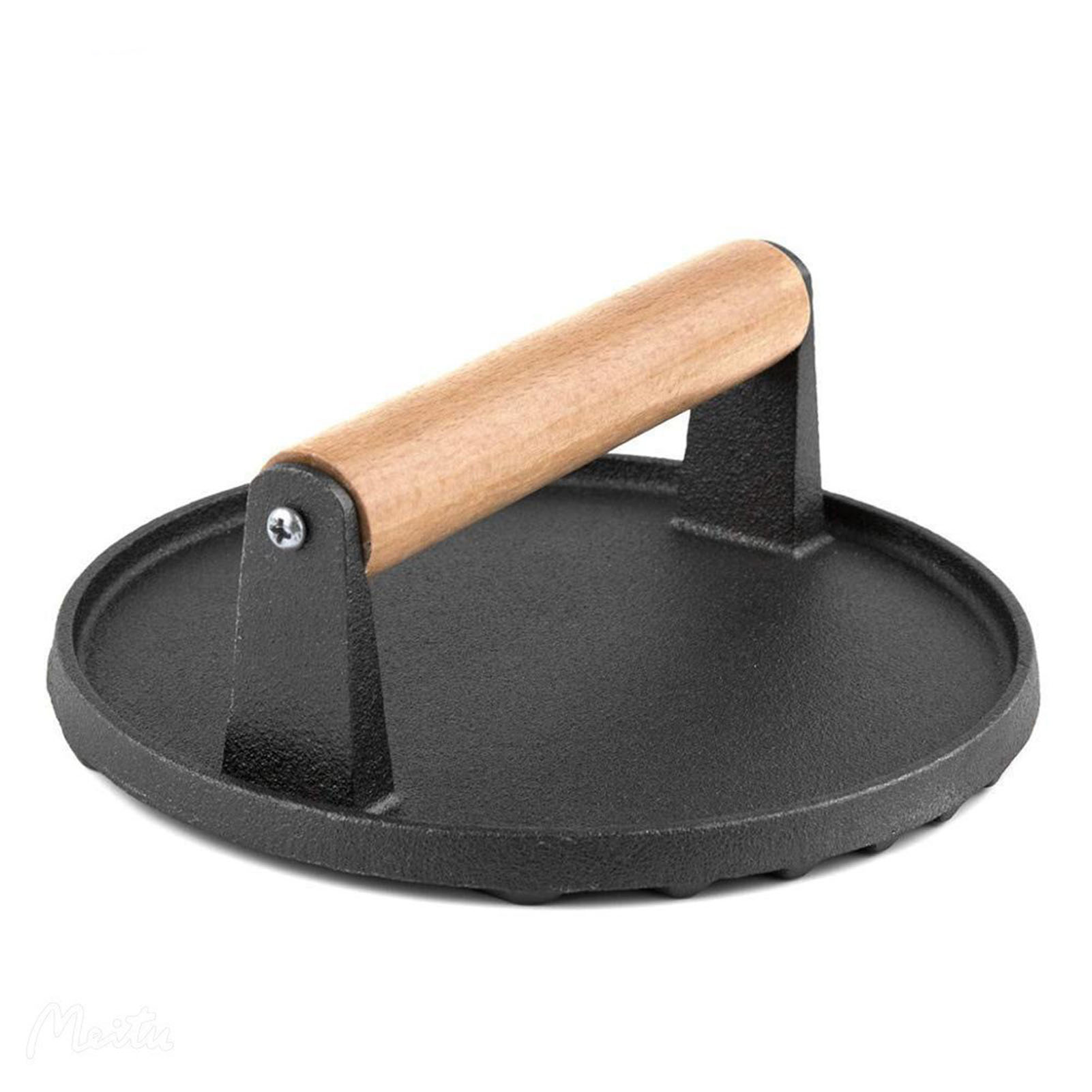 Runde Fleischpresse Aus Metall Für Hamburger, Grillwerkzeug Mit Holzgriff Für Picknicks Im Freien
