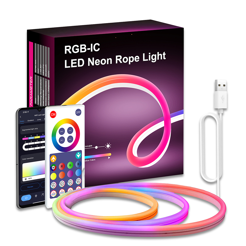 Neon-led-streifen Mit Rgb-beleuchtung, Bluetooth Und Wlan, 16 Millionen Farben, Dekorative Beleuchtung Für Schlafzimmer, Wohnzimmer Und Gaming-bereich