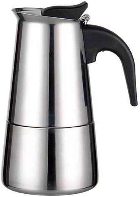 Italienische Espressokanne Aus Edelstahl, 300 Ml (6 Tassen), Induktionsgeeignet, Hitzebeständiger Griff, Für Hausgemachten Espresso.