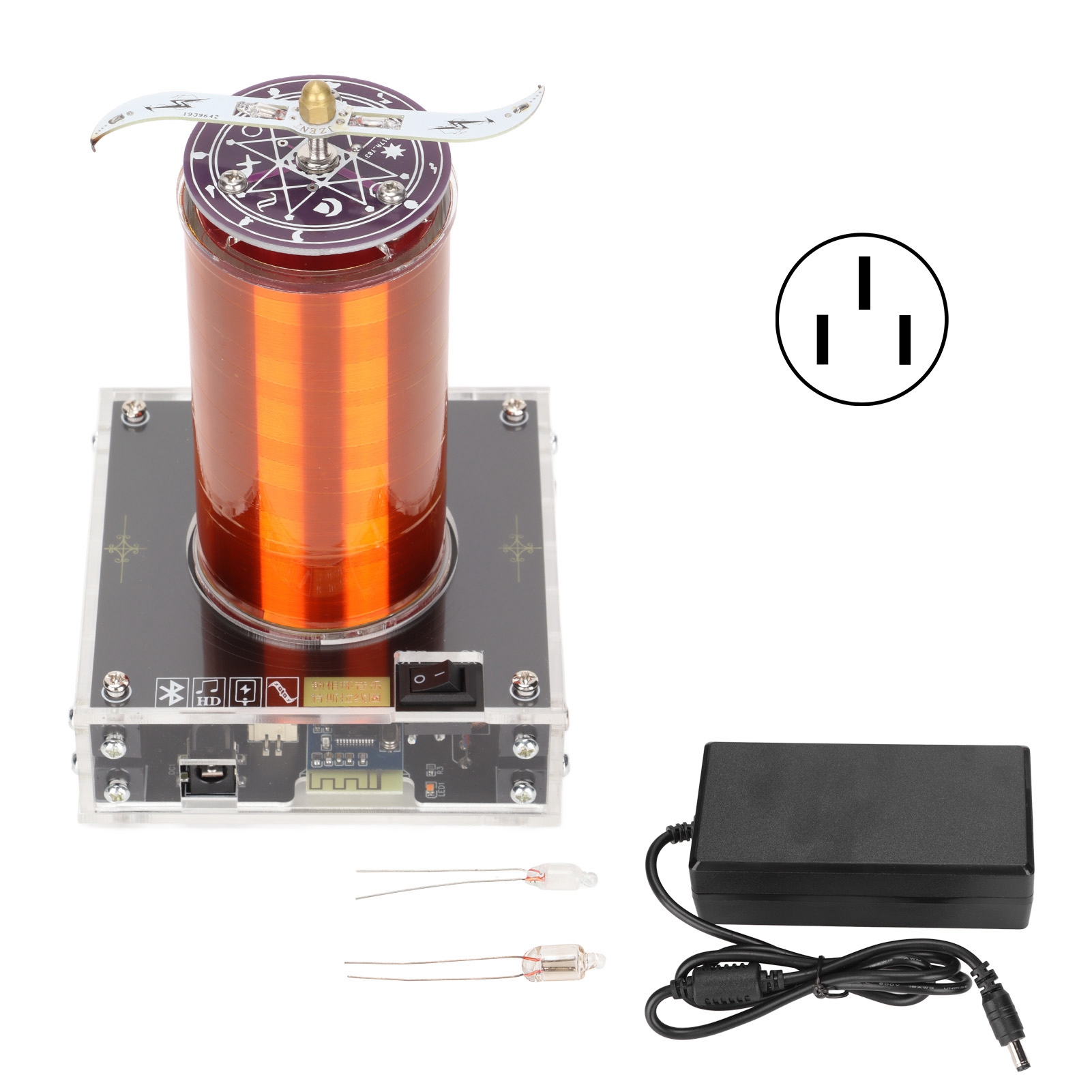 Bluetooth-lautsprecher Mit Tesla-spulen-plasmafunktion, Kabelloses Musik-lichtbogengenerator-lehrmodell Mit Us-stecker