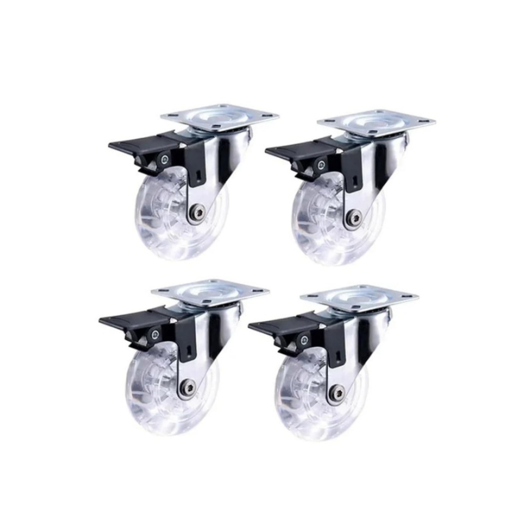 Set Mit 4 Transparenten Bremsrollen Für Sofamöbel, 2 Bremsrollen Für Sessel, Kleiderschränke Und Betten.