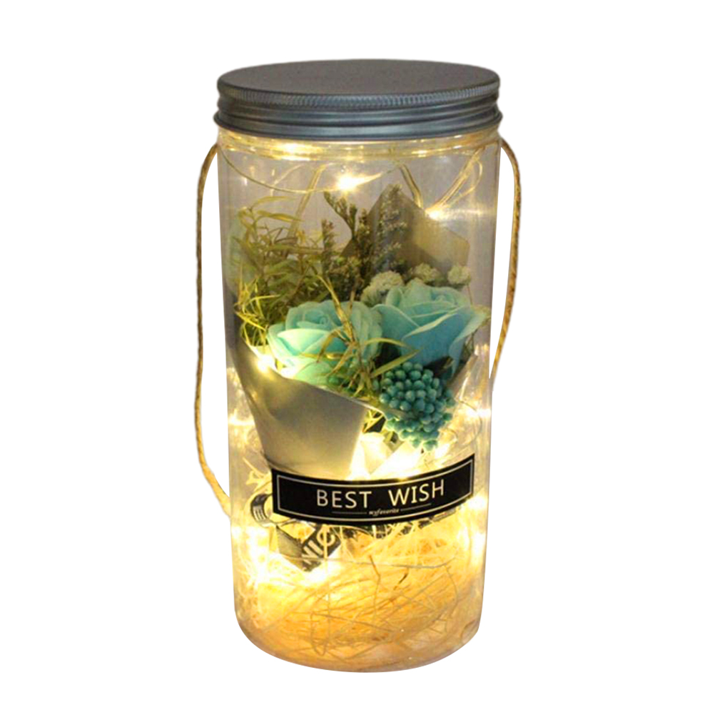 Handgemachte Rosenseife Mit Led-lichterkette In Einer Flasche – Romantisches Geschenk Für Geburtstage, Hochzeiten Oder Valentinstag