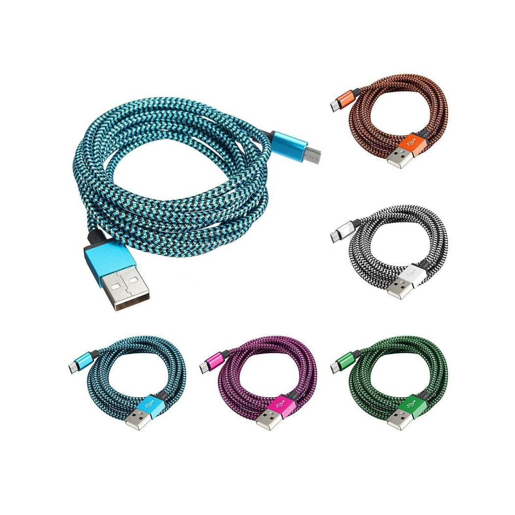 Trade Shop - 3 Meter Langes Geflochtenes Mikrobuskabel Universal-ladegerät Für Android-smartphones -