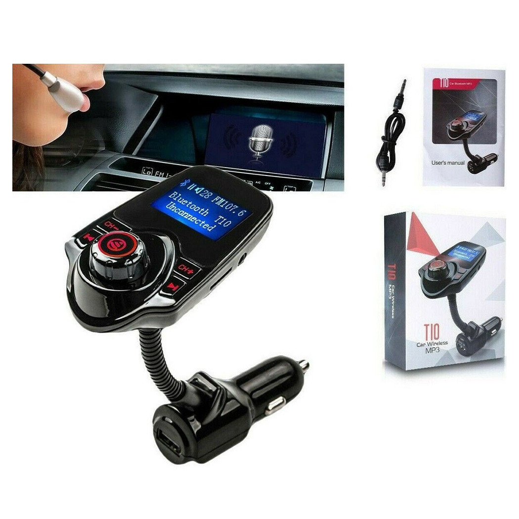 Trade Shop Traesio - Trade Shop - T10 Drahtloser Bluetooth-fm-tranmitter Kfz-einsatz Freisprech-mp3-player Usb -