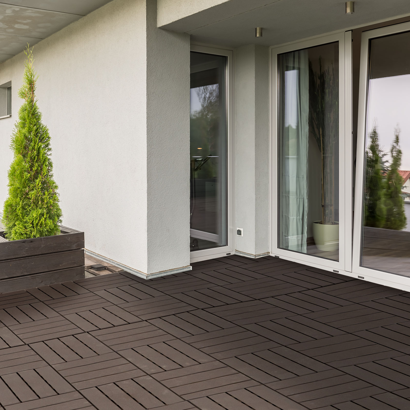 Terrassenfliesen – 9er-set – Klicksystem, Sehr Einfache Verlegung – Kleine Kunststofffliesen In Schokoladenholzoptik