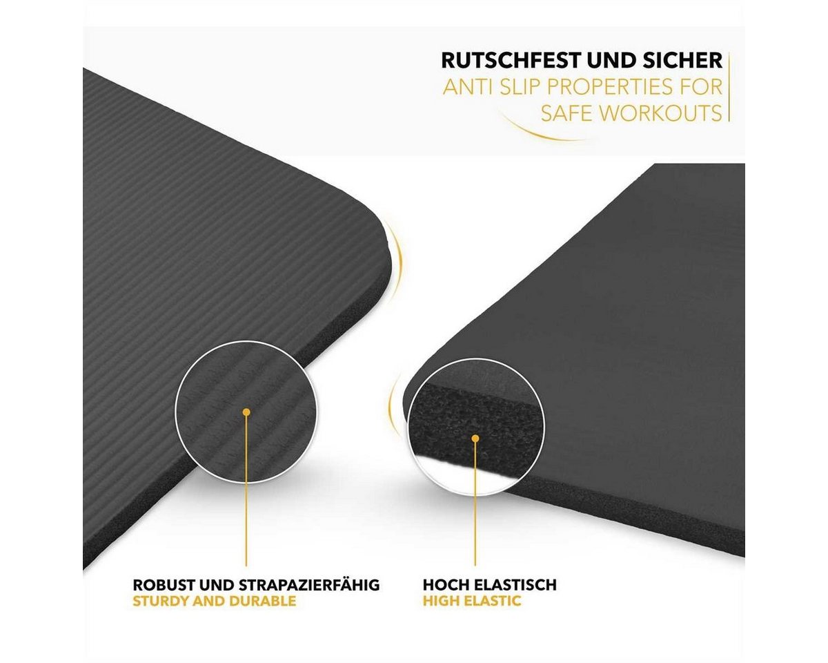 Tresko® Yogamatte Fitnessmatte Gymnastikmatte Pilates 185x60x1,5cm Schwarz Bild 2