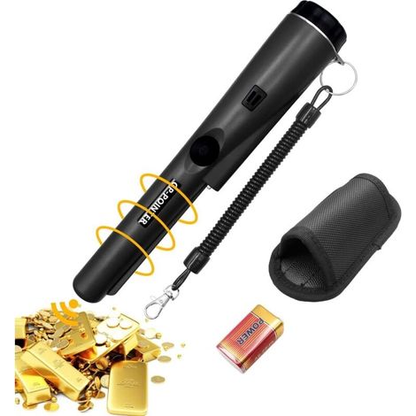 Tragbarer Metalldetektor, 360°-scan-metalldetektor, Ip68 Wasserdichter Metallpointer Mit Eingebauter Led-anzeige/alarmlicht/9v-batterie, Für Die Goldmünzensuche (schwarz)