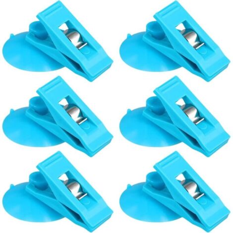 6 Stück Saugnapfclips, Runde Duschvorhangclips Mit Clips Zum Schutz Vor Wasserspritzern, Winddicht Für Kühlschrank, Duschraum, Wohnmobil (blau)