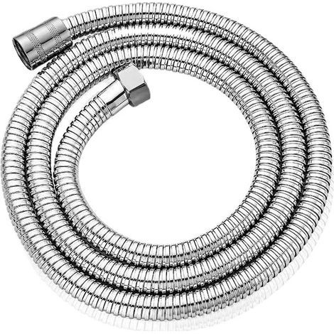 2 M Duschschlauch – Verdreh-, Knick- Und Auslaufsicher, Universeller G1/2", Mit Messinganschlüssen Und -dichtung, Robuster Ersatzschlauch, Silberfarben