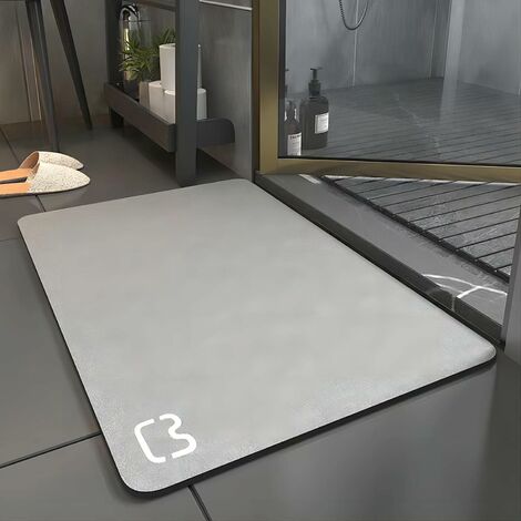 Diatomit Saugfähige, Schnelltrocknende, Rutschfeste Badematte 40×60cm Grau