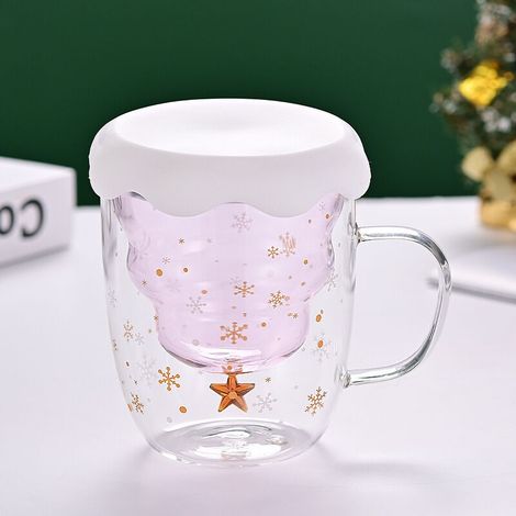 Hübscher Weihnachtsbecher, Kaffeebecher, Teebecher, Milchbecher, Doppelwandiges Isolierglas, Espressotasse (für Frauen, Männer, Kinder, Mitarbeiter Und Angestellte) B