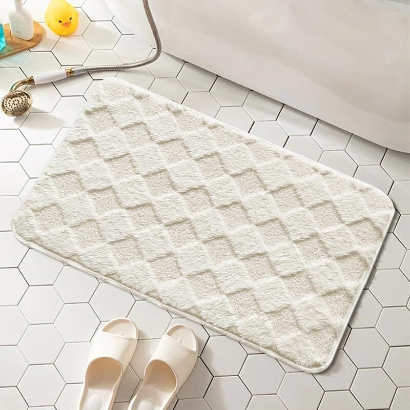 1 Rutschfeste Und Komfortable Badematte Aus Weicher, Wasserabsorbierender Mikrofaser. Weiß. 50 X 80 Cm