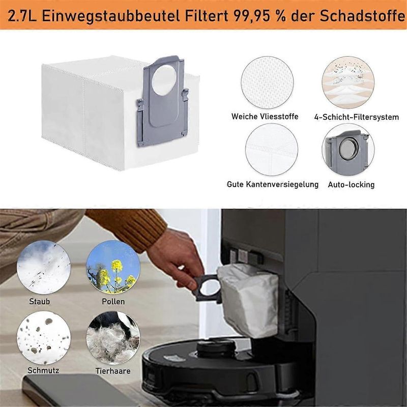 Ersatzteile Für Den Saugroboter S8 Maxv Ultra: Hauptbürste, Hepa-filter, Reinigungstuch, Staubbeutel